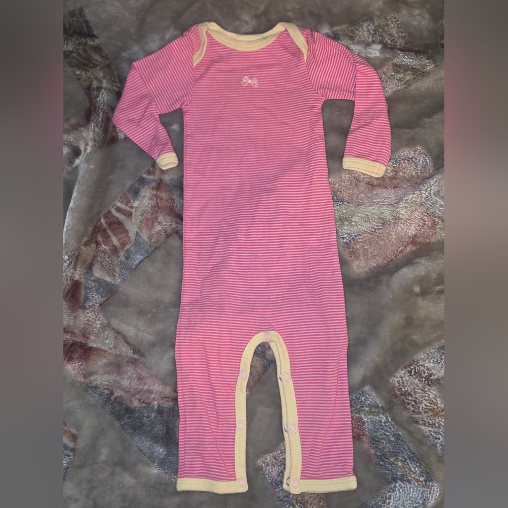 Coccoli Pink and Cream Striped Footie